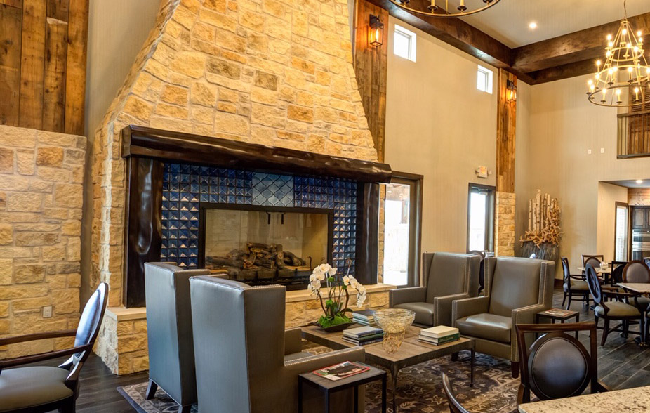 smooth dark mantel in lobby